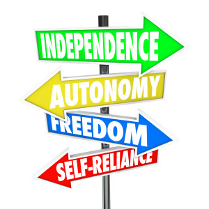 Independence Road Sign Arrows Autonomy Freedom Self-Reliance